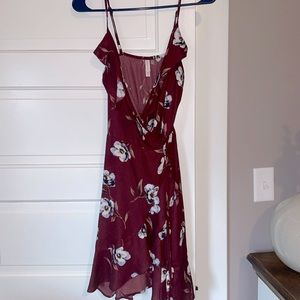 Maroon Floral wrap dress